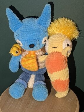 Handmade Crochet Tumble Leaf Fig the Fox & Stick the Inchworm Plush Set